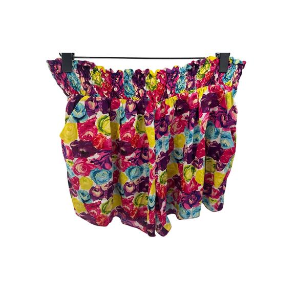 Alice + Olivia Shorts‎ Silk Multicolor Floral Print Pull On Shorts Size Small - Picture 1 of 4